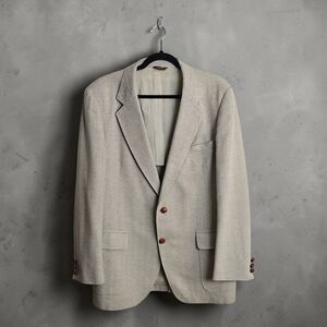 Elegant Light Gray Vintage Wool Men's Blazer Size 42